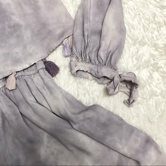 AE Purple Cold Shoulder Tie Dye Tassel Romper Sz S - Picture 6 of 11